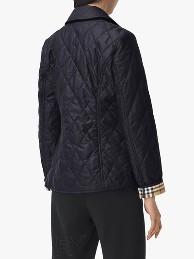 Shop Burberry Diamond-quilted Jacket In Blue