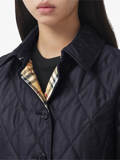 Shop Burberry Diamond-quilted Jacket In Blue