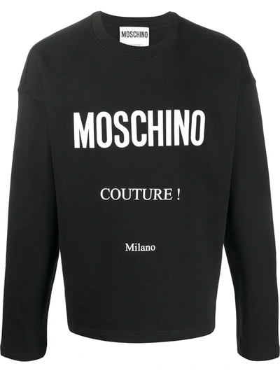 Shop Moschino Logo Print Sweatshirt In Black