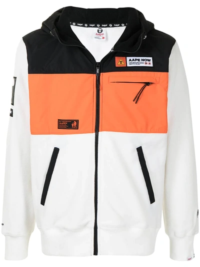 Shop Aape By A Bathing Ape Colour-block Panel Jacket In White