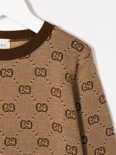 Shop Gucci Gg Logo Print Jumper In Neutrals