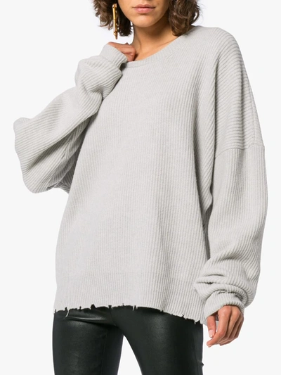 Ben Taverniti Unravel Project Unravel Oversized Chopped Crew Sweater In Grey In Grey