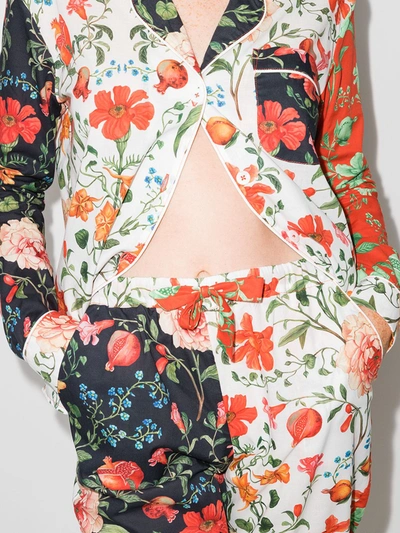 Shop Desmond & Dempsey Persephone Floral-print Two-piece Pyjamas In Orange