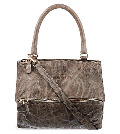 Givenchy Pandora Small Washed Leather Satchel In Charcoal