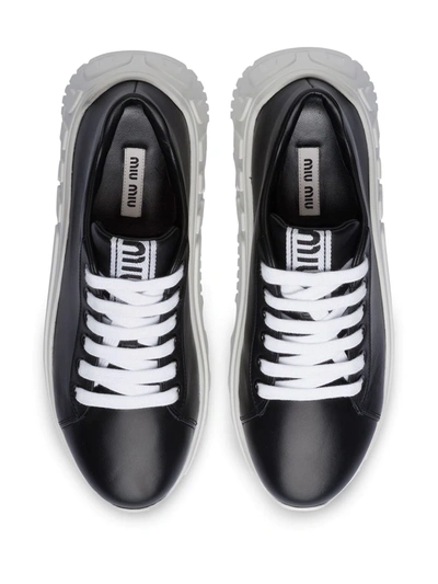 Shop Miu Miu Platform Low-top Sneakers In Black