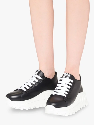 Shop Miu Miu Platform Low-top Sneakers In Black