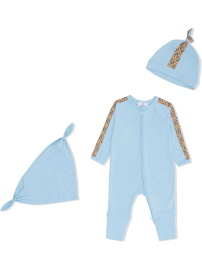 三件式经典格纹边饰婴儿礼品套装