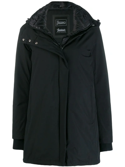 Shop Herno Hooded Parka Coat In Black