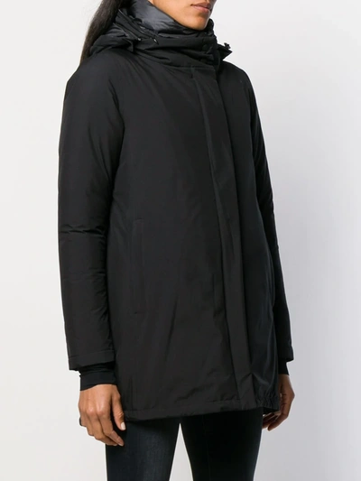 Shop Herno Hooded Parka Coat In Black
