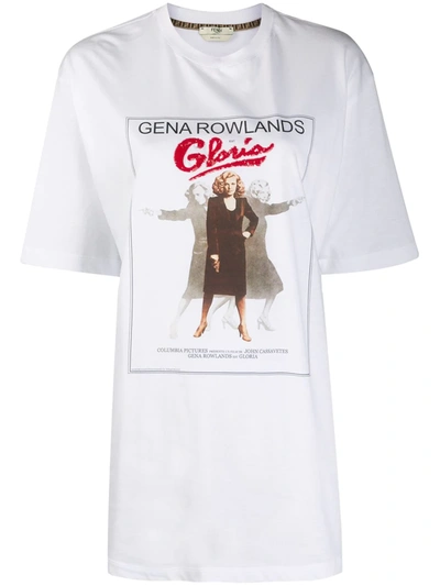 Shop Fendi Gloria Movie Print T-shirt In White