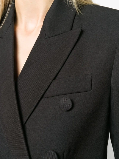 Shop Stella Mccartney Fringed Apliqué Double-breasted Blazer In Black
