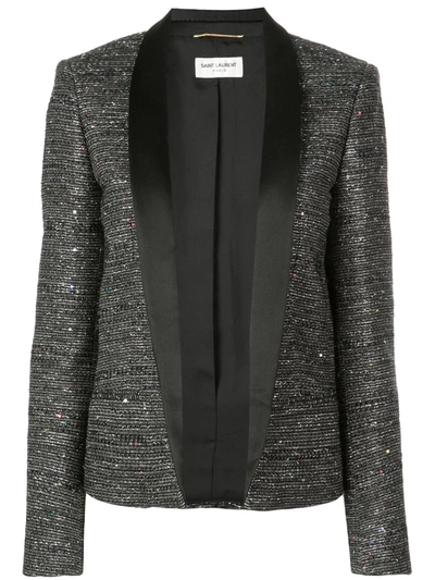 Shop Saint Laurent Tweed Blazer In Black