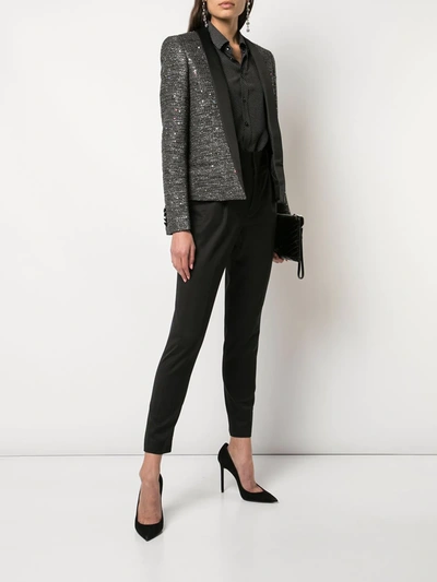 Shop Saint Laurent Tweed Blazer In Black