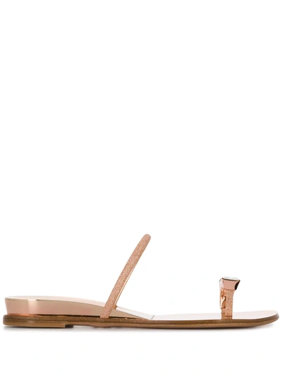 Shop Casadei Crystal Detail Sandals In Gold