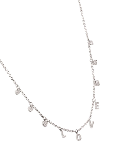 Shay 18k White Gold Love Diamond Necklace In Metallic