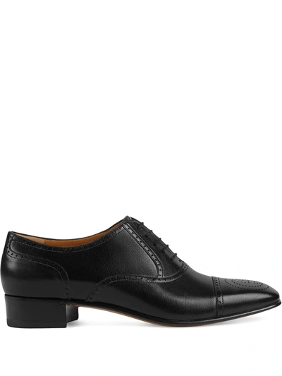 Shop Gucci Perforated Oxford Shoes In Black