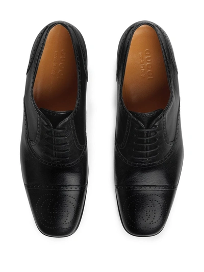 Shop Gucci Perforated Oxford Shoes In Black