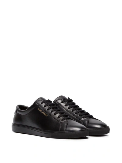 Shop Saint Laurent Andy Leather Low-top Sneakers In Black