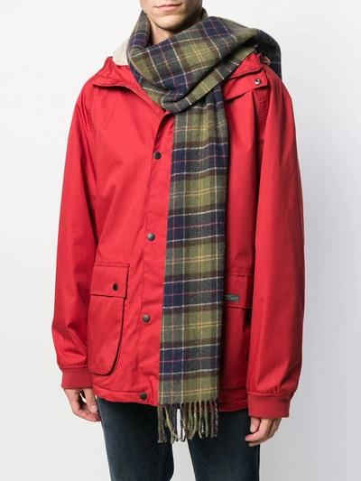 Barbour Tartan Knitted Scarf In Green