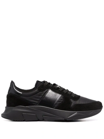 Shop Tom Ford Jagga Lace-up Sneakers In 黑色
