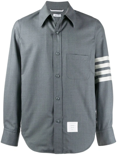 Shop Thom Browne Snap Front Shirt Jacket In Grey