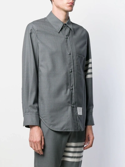 Shop Thom Browne Snap Front Shirt Jacket In Grey