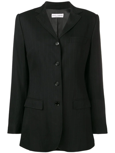 Pre-owned Dolce & Gabbana 2000's Pinstripe Blazer In Black