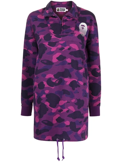 Shop A Bathing Ape Camouflage-print Sweatshirt Dress In Purple