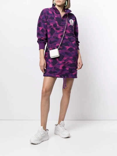 Shop A Bathing Ape Camouflage-print Sweatshirt Dress In Purple