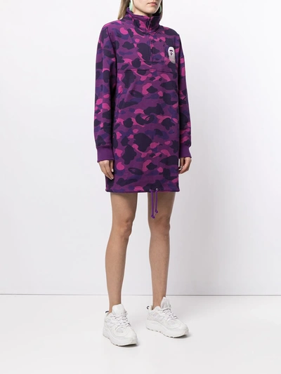 Shop A Bathing Ape Camouflage-print Sweatshirt Dress In Purple