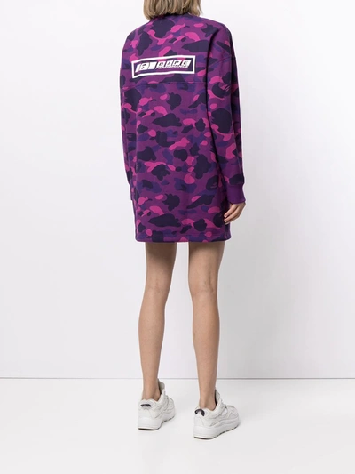 Shop A Bathing Ape Camouflage-print Sweatshirt Dress In Purple