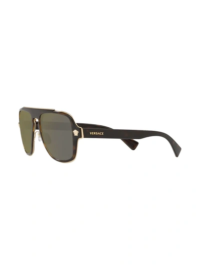 Shop Versace Square Sunglasses In Brown
