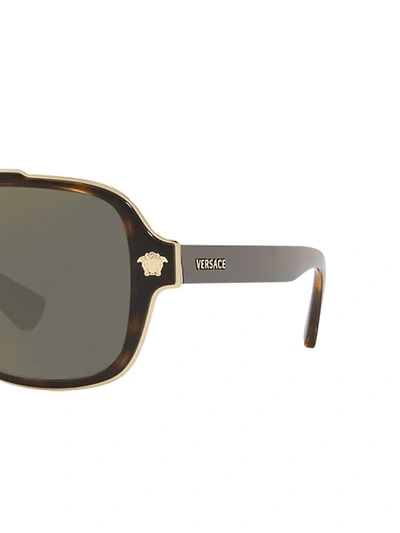 Shop Versace Square Sunglasses In Brown