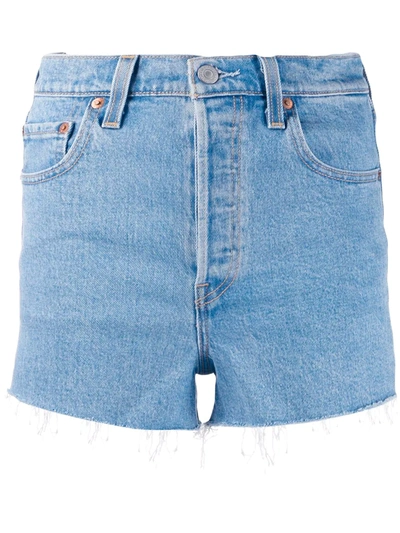 Shop Levi's Frayed Denim Shorts In Blue