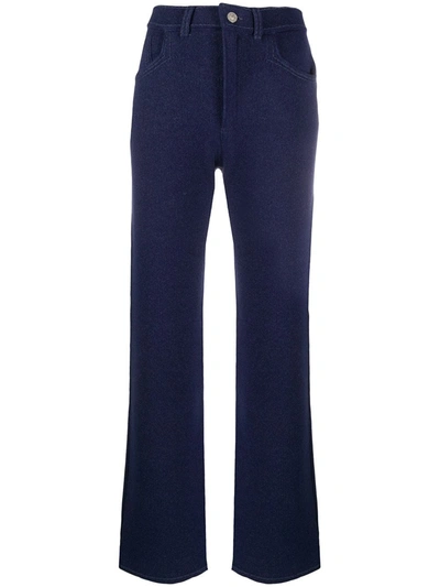 Shop Barrie Knitted Flared Trousers In Blue