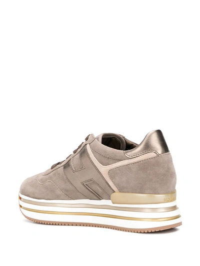 Hogan Midi Leather Platform Sneakers In Brown