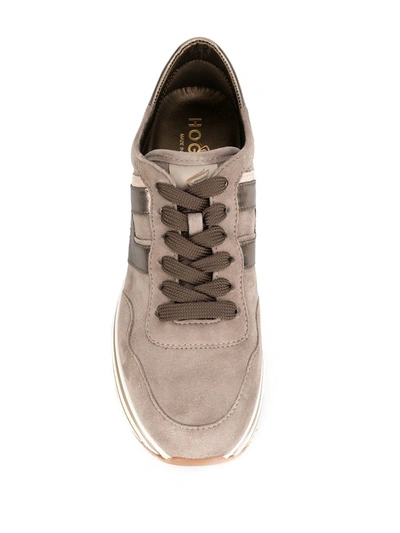 Hogan Midi Leather Platform Sneakers In Brown