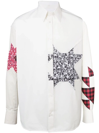 Shop Calvin Klein 205w39nyc Embellished Patchwork Shirt In White