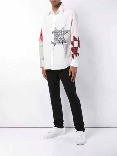 Shop Calvin Klein 205w39nyc Embellished Patchwork Shirt In White