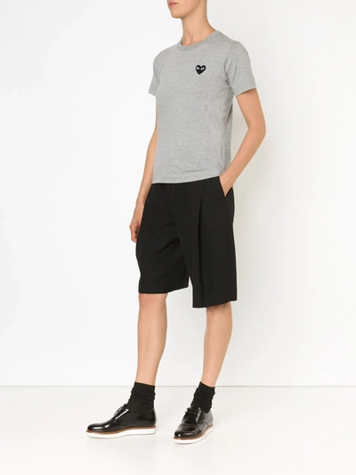 Comme Des Garçons Play Comme Des Garcons Play Grey And Black Small Heart Patch T-shirt In Grey