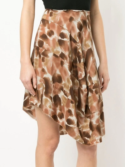 Pre-owned Comme Des Garçons Petal-print Asymmetric Skirt In Brown