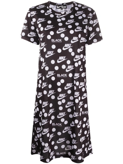 Shop Comme Des Garcons Black X Nike Swoosh Dot-print T-shirt Dress In Black