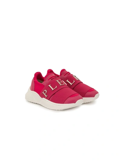Shop Philipp Plein Junior Runner Logo Sneakers In Pink