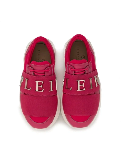 Shop Philipp Plein Junior Runner Logo Sneakers In Pink