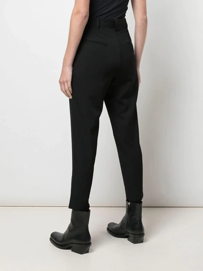 Shop Yohji Yamamoto High Rise Slim-fit Trousers In Black