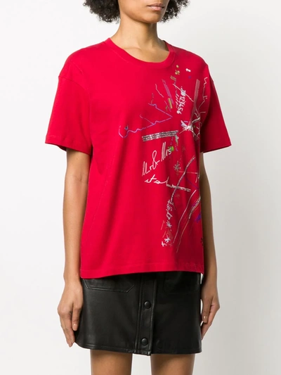 Shop Mr & Mrs Italy Graphic Print Studded Detail T-shirt In Red