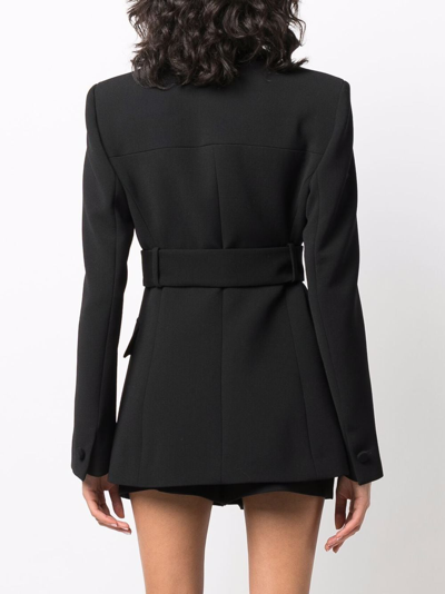 Shop Versace Belted Single-breasted Blazer In Black