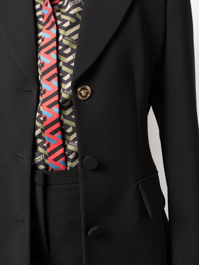 Versace Medusa Plaque Single-breasted Blazer In Black