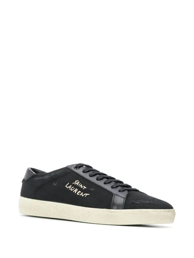 Shop Saint Laurent Logo-print Low-top Sneakers In Black