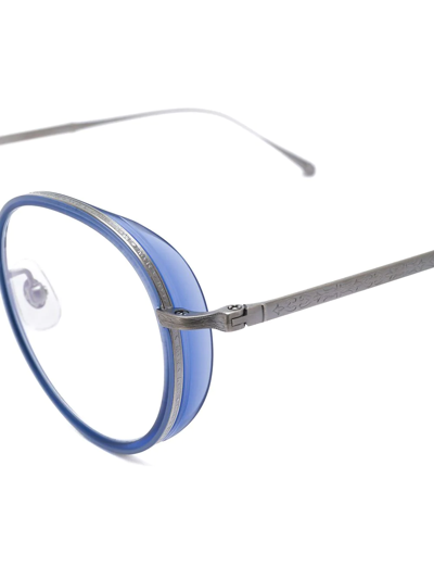 Shop Matsuda Round Frame Glasses In Blue